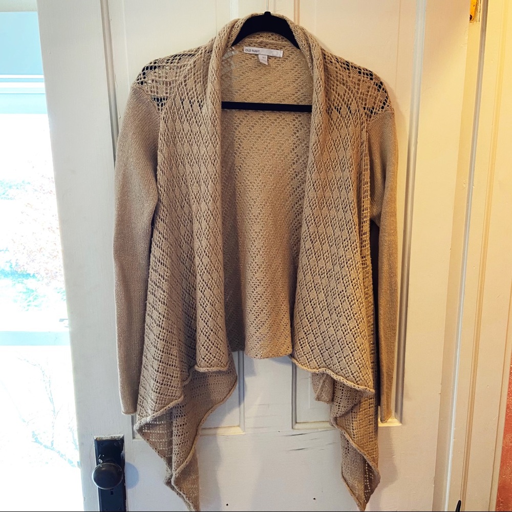 Old Navy Light Tan Knitted Cardigan Size Med/Lrg